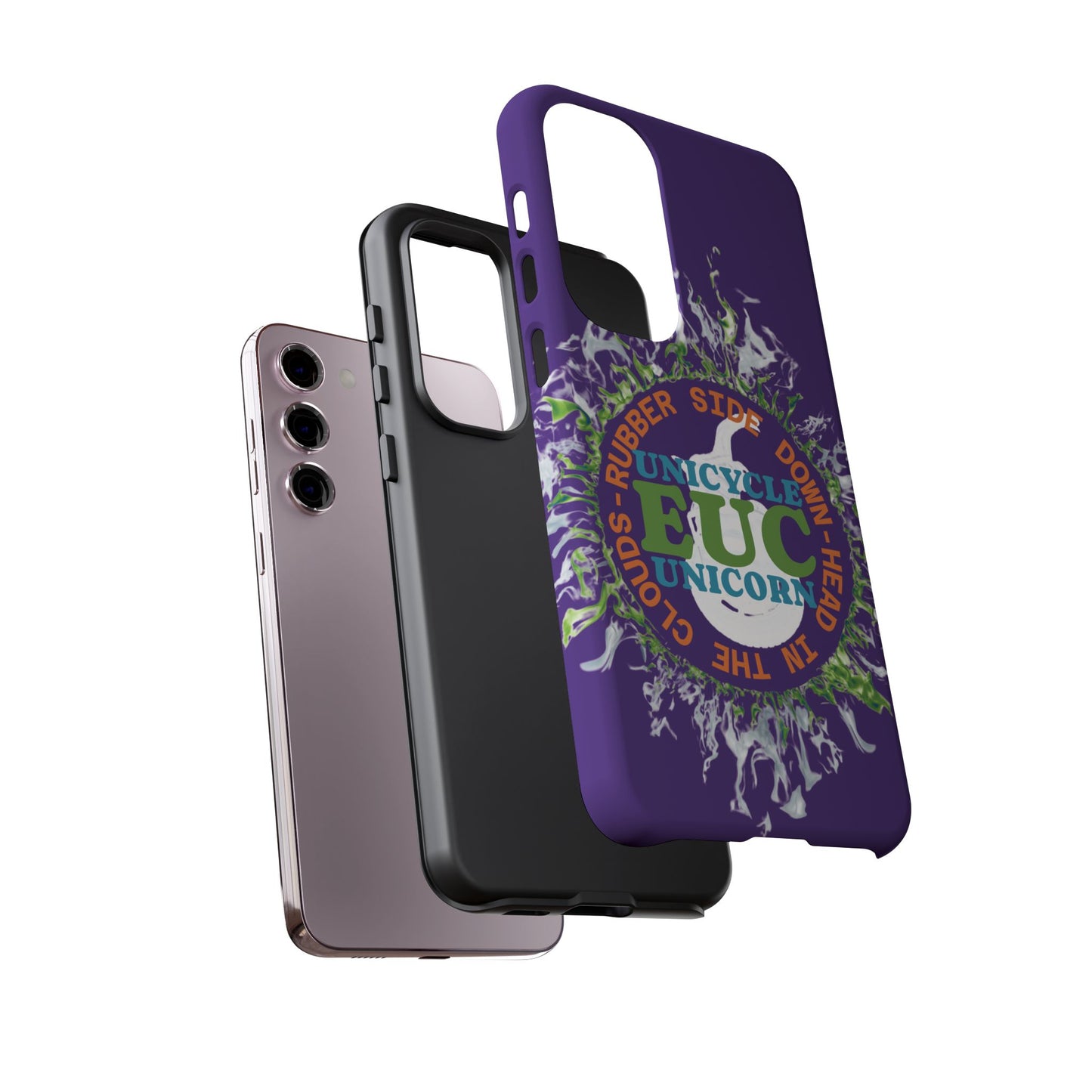 Unicycle Unicorn ring of Fire Tough Case - Durable phone case for EUC fans (purple)