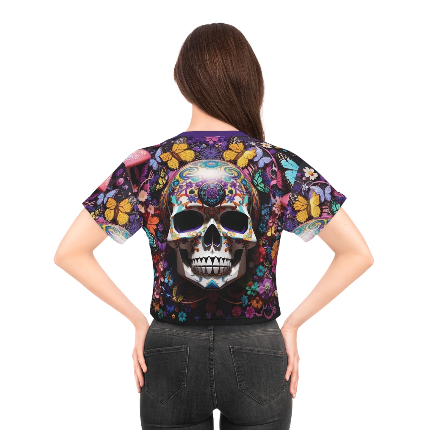 Unbranded Skull #2 Crop Tee (Purple Collar)