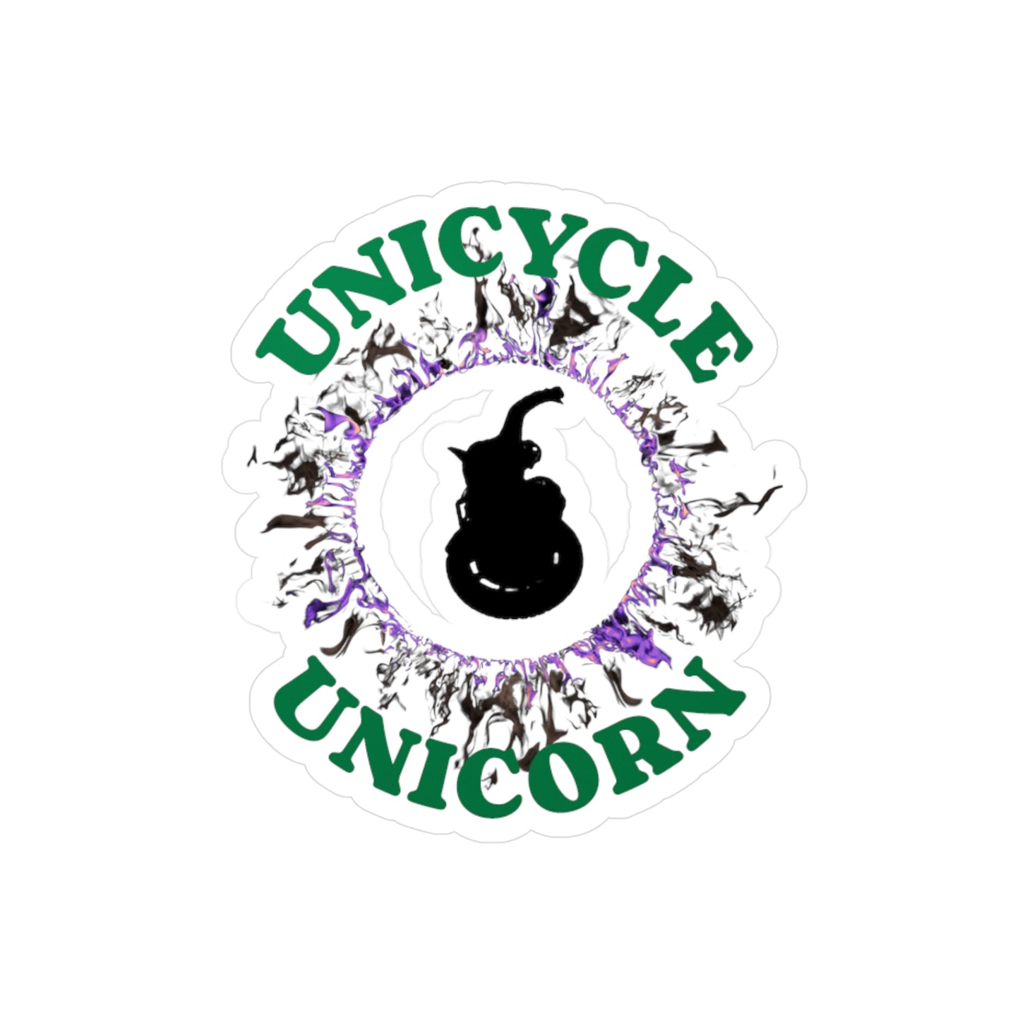 Unicycle Unicorn Purple Ring of Fire Kiss-Cut Vinyl Decals