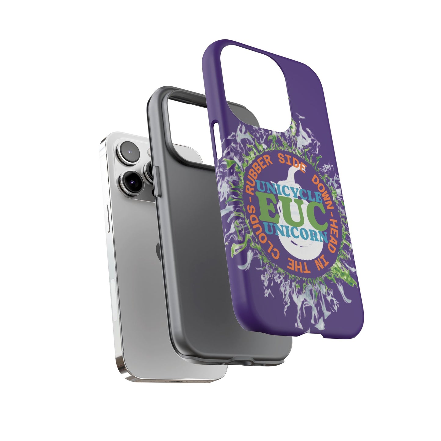 Unicycle Unicorn ring of Fire Tough Case - Durable phone case for EUC fans (purple)