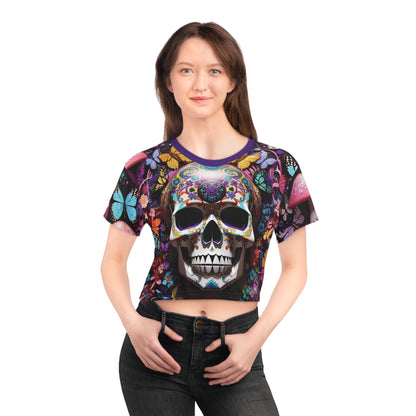 Unbranded Skull #2 Crop Tee (Purple Collar)