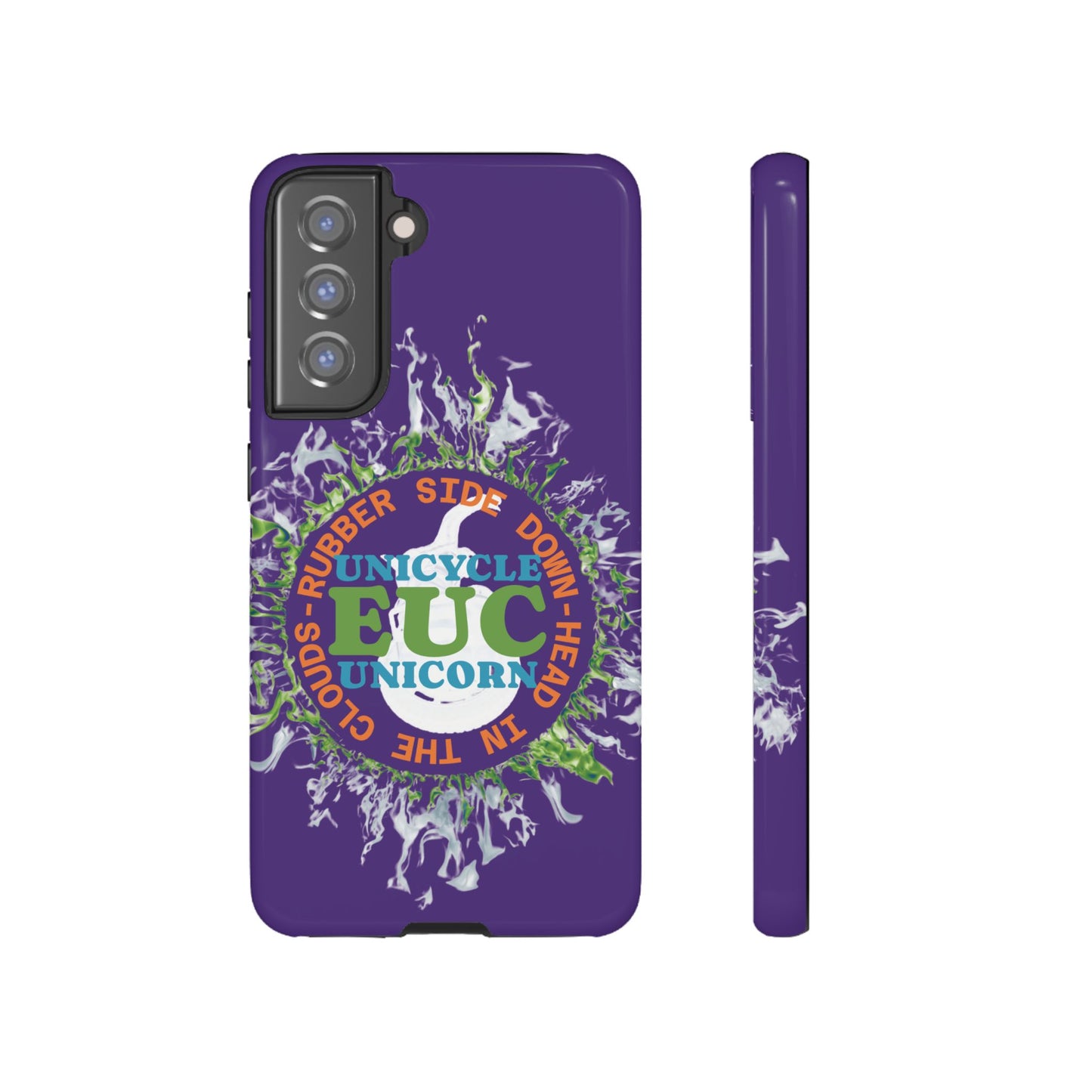 Unicycle Unicorn ring of Fire Tough Case - Durable phone case for EUC fans (purple)