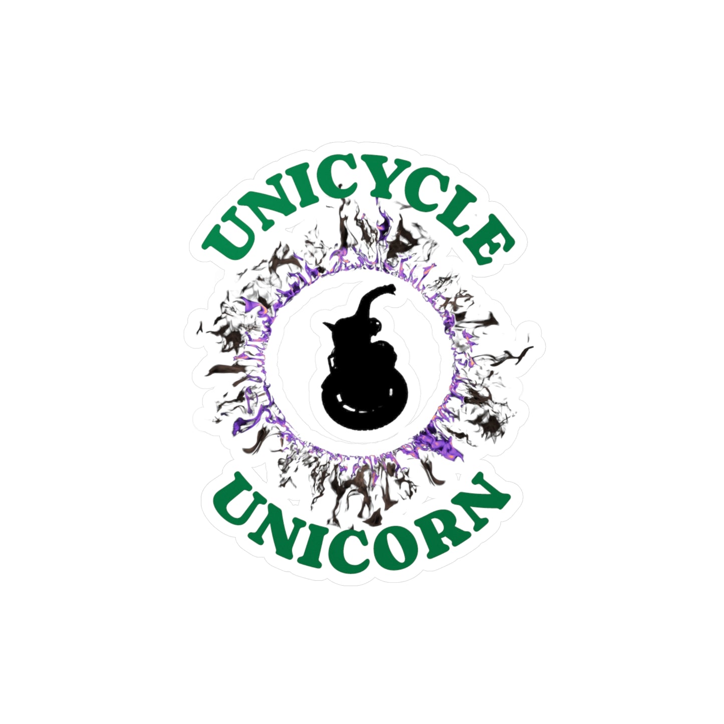 Unicycle Unicorn Purple Ring of Fire Kiss-Cut Vinyl Decals
