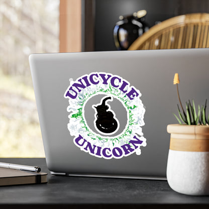 Unicycle Unicorn Green Ring of Fire Kiss-Cut Vinyl Decals