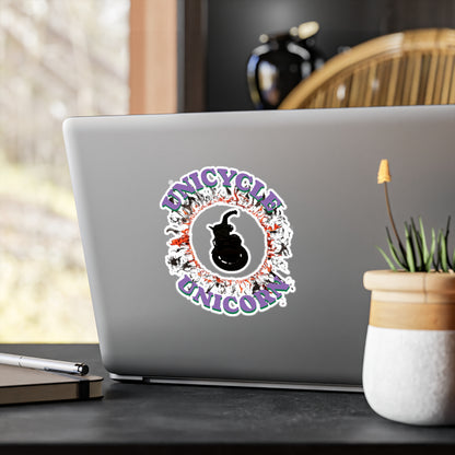 Unicycle Unicorn Red Ring of Fire Kiss-Cut Vinyl Decals