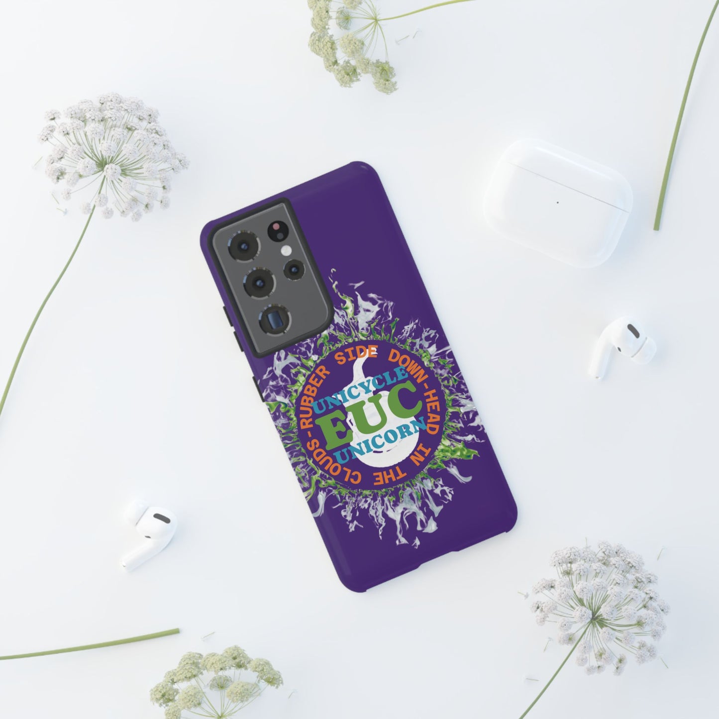 Unicycle Unicorn ring of Fire Tough Case - Durable phone case for EUC fans (purple)