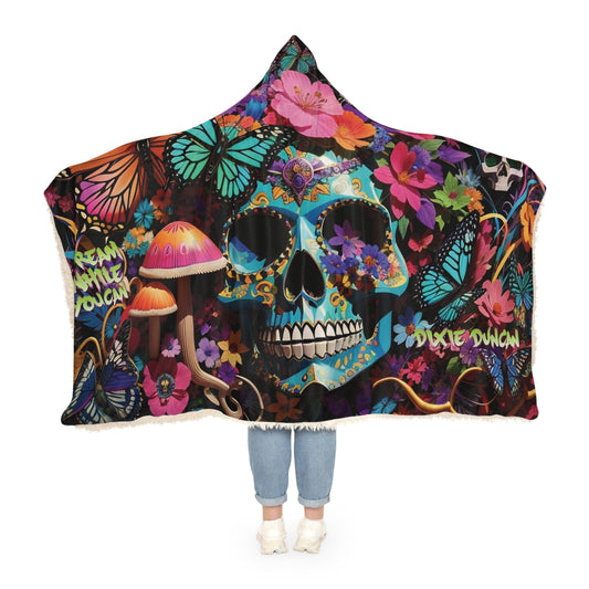 Skull n butterflies Snuggle Hoodie Blanket