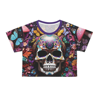 Unbranded Skull #2 Crop Tee (Purple Collar)