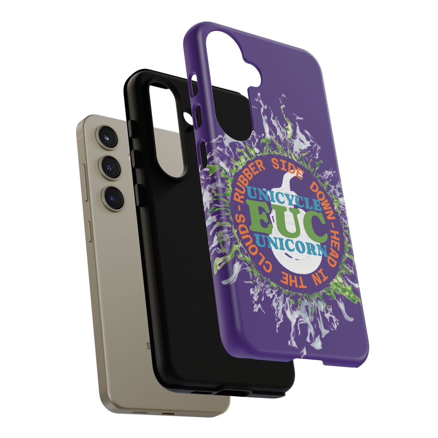 Unicycle Unicorn ring of Fire Tough Case - Durable phone case for EUC fans (purple)