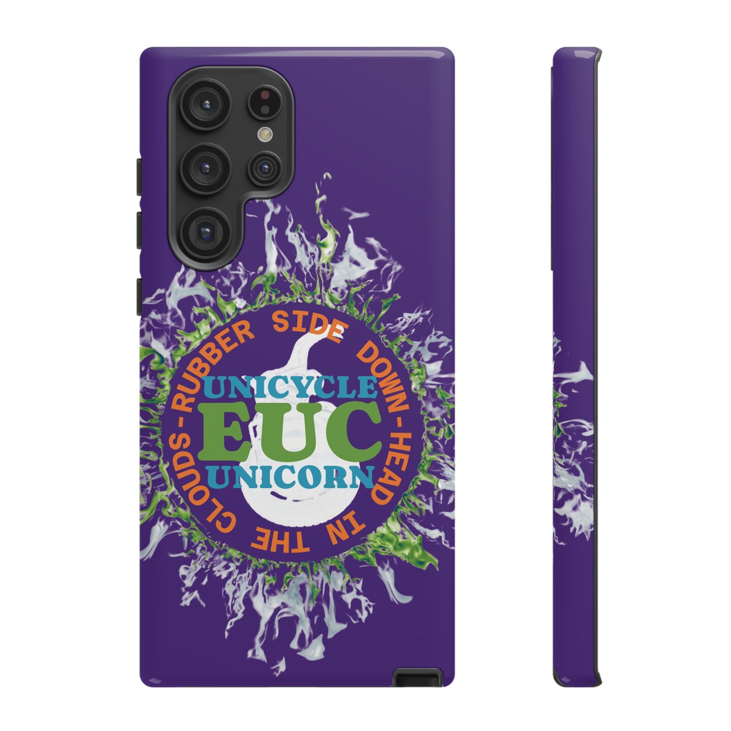 Unicycle Unicorn ring of Fire Tough Case - Durable phone case for EUC fans (purple)