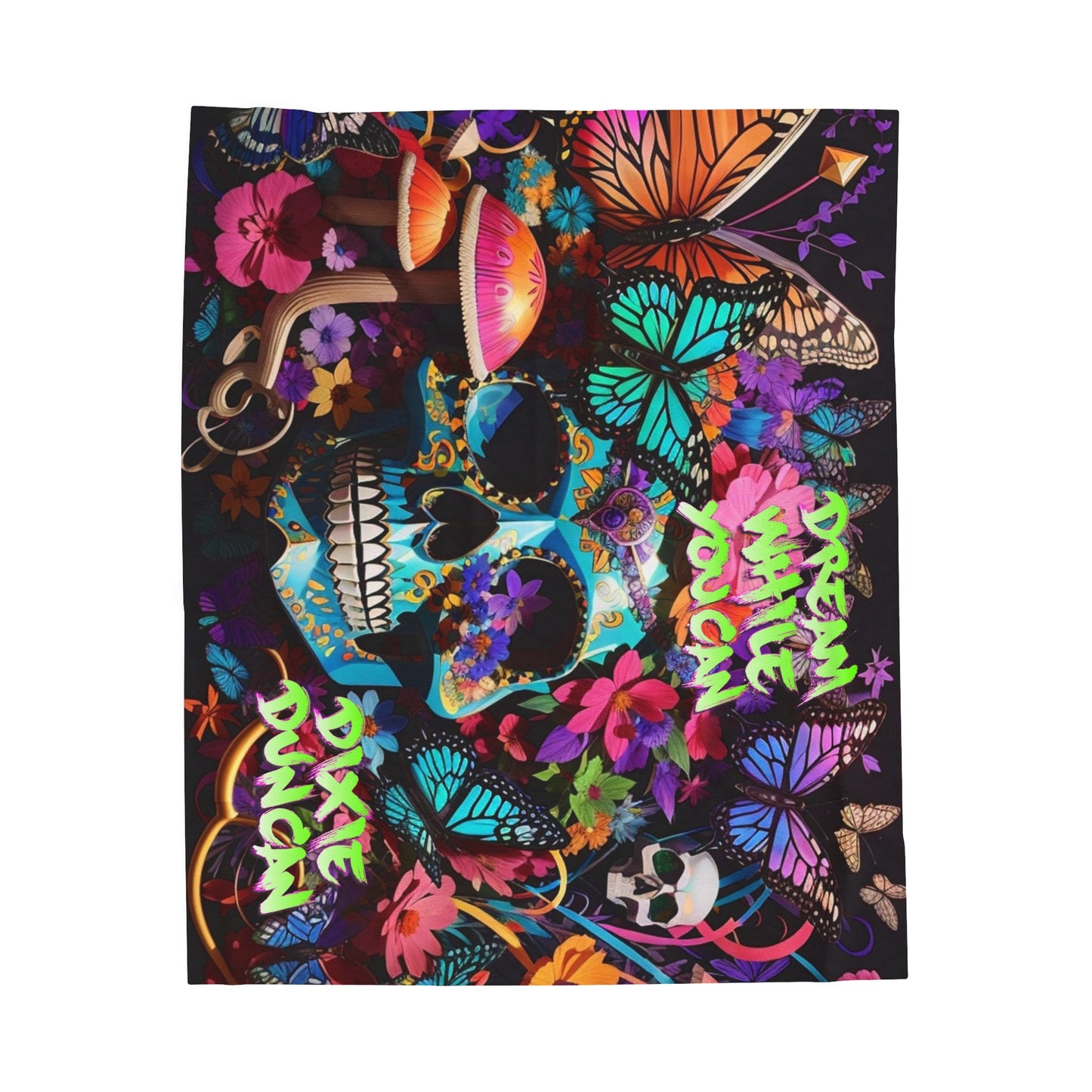 Skulls n butterflies DD/DWYC Velveteen Plush Blanket