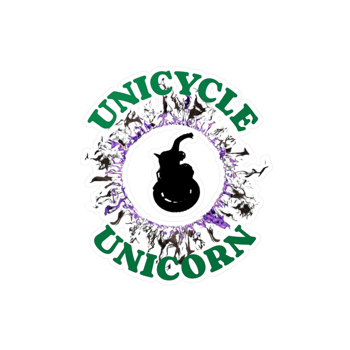 Unicycle Unicorn Purple Ring of Fire Kiss-Cut Vinyl Decals