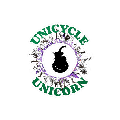 Unicycle Unicorn Purple Ring of Fire Kiss-Cut Vinyl Decals