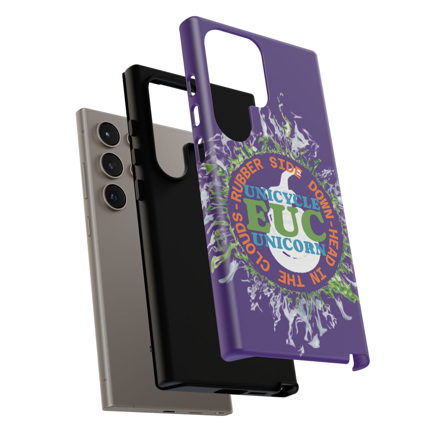 Unicycle Unicorn ring of Fire Tough Case - Durable phone case for EUC fans (purple)