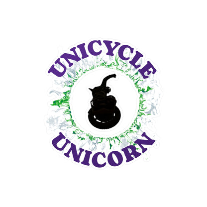 Unicycle Unicorn Green Ring of Fire Kiss-Cut Vinyl Decals
