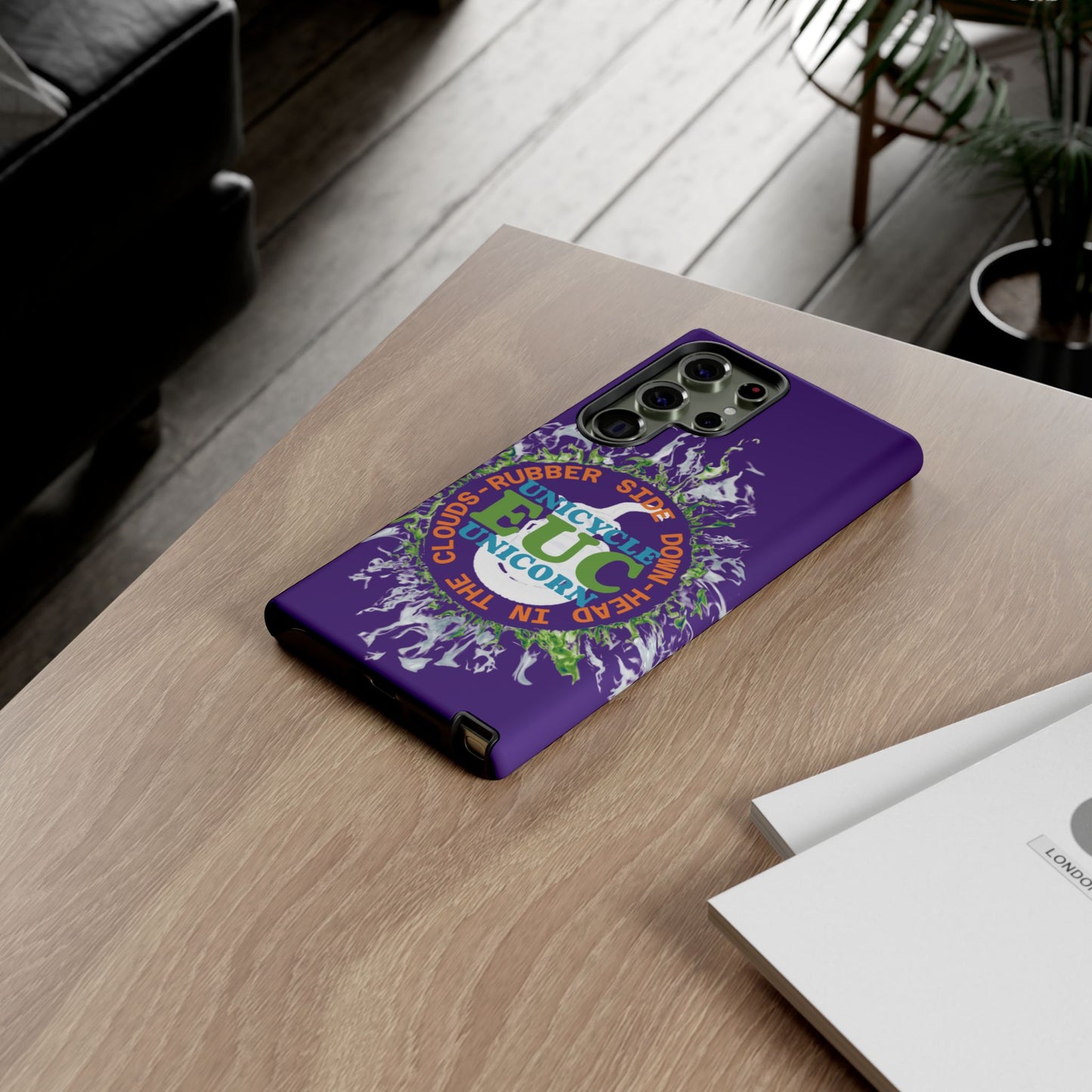 Unicycle Unicorn ring of Fire Tough Case - Durable phone case for EUC fans (purple)