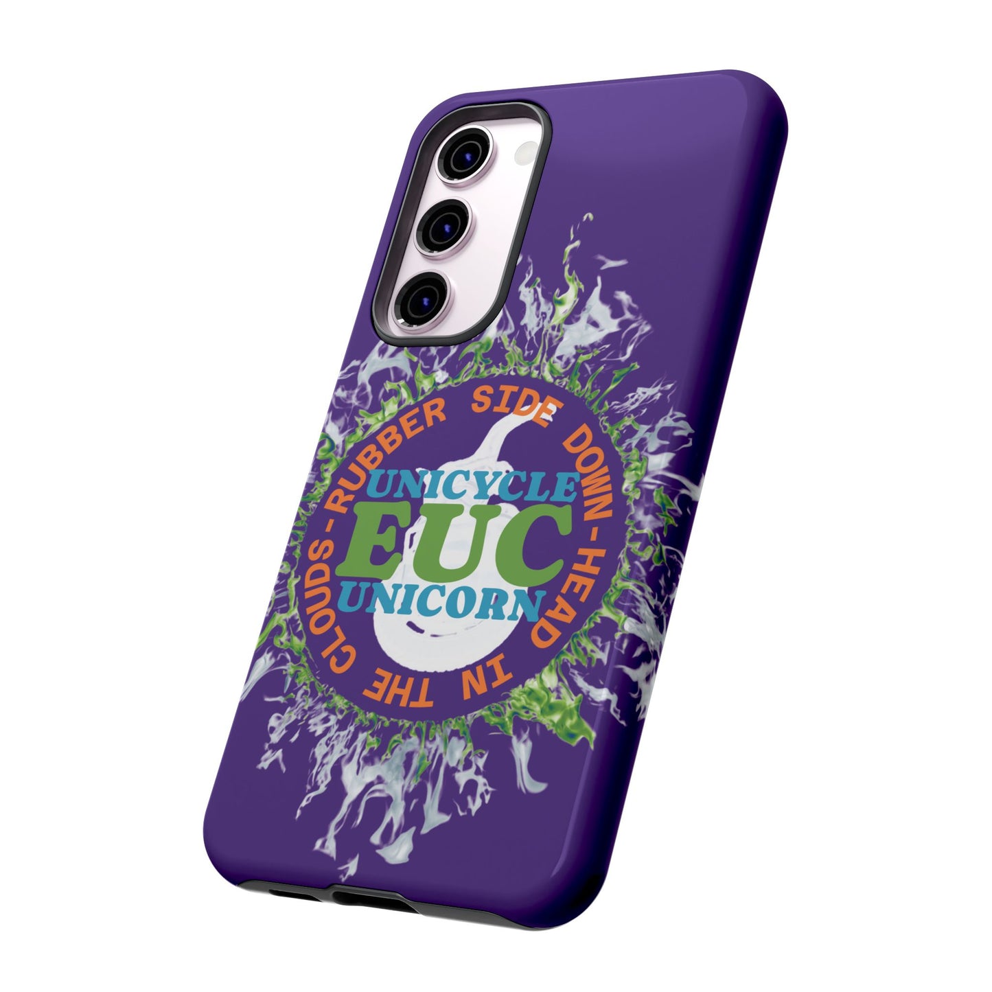 Unicycle Unicorn ring of Fire Tough Case - Durable phone case for EUC fans (purple)