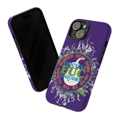 Unicycle Unicorn ring of Fire Tough Case - Durable phone case for EUC fans (purple)