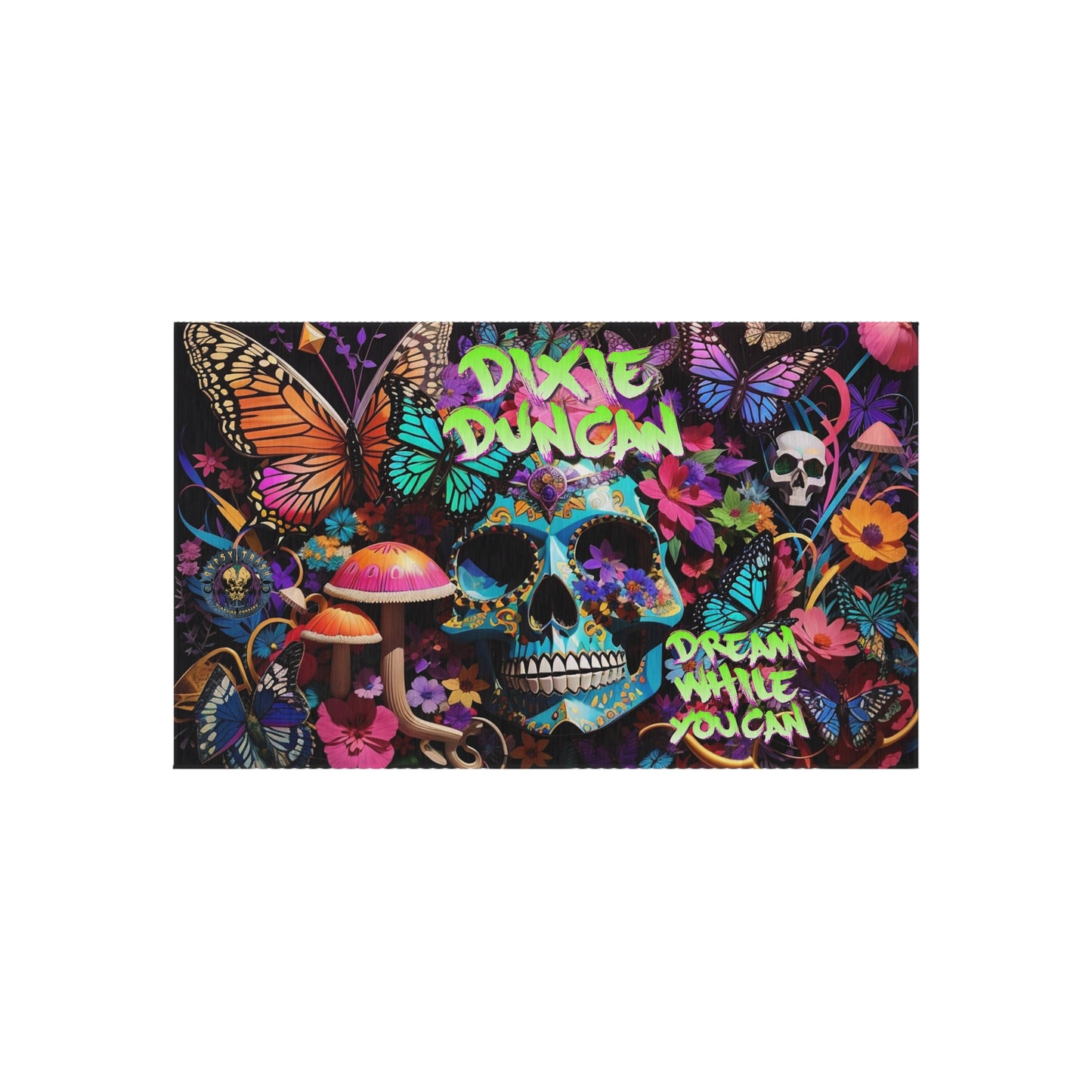 DD skulls n butterflies Outdoor Rug