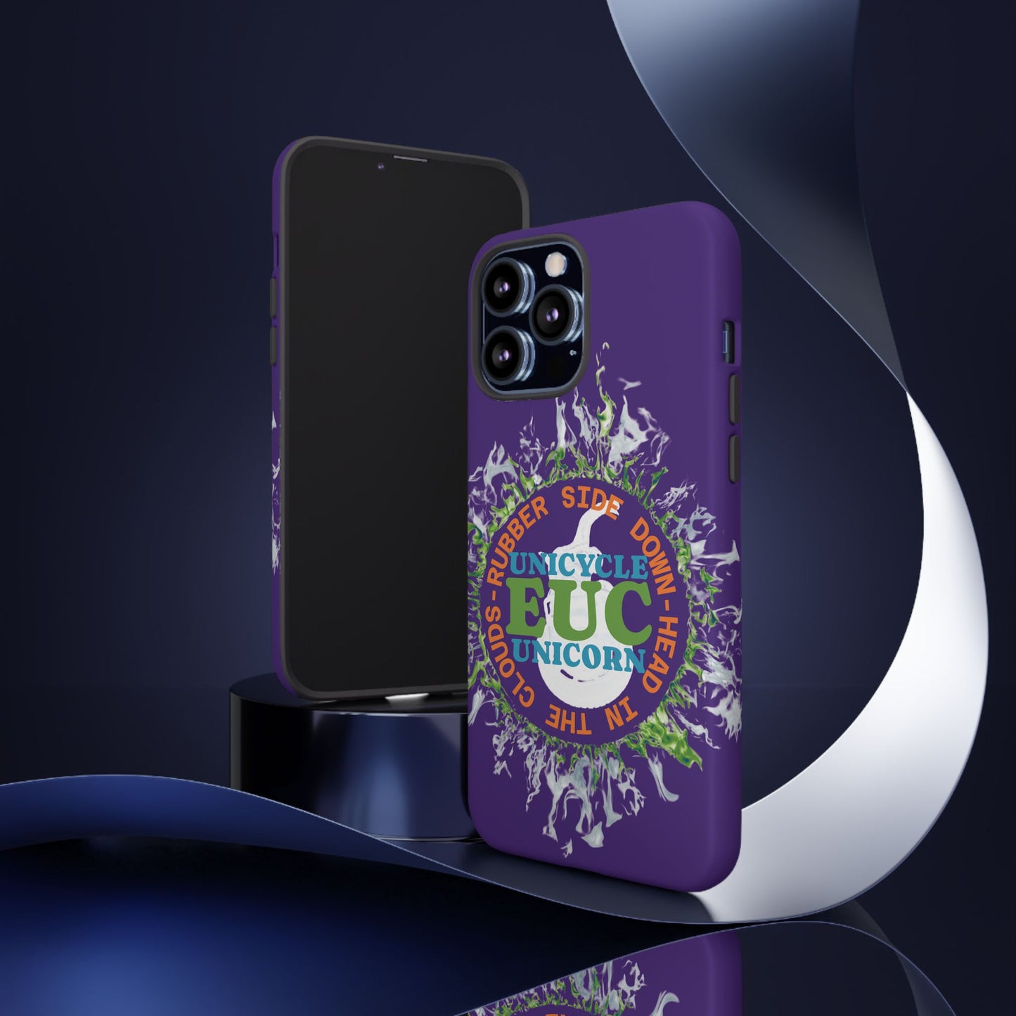 Unicycle Unicorn ring of Fire Tough Case - Durable phone case for EUC fans (purple)