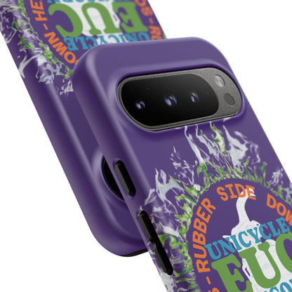 Unicycle Unicorn ring of Fire Tough Case - Durable phone case for EUC fans (purple)