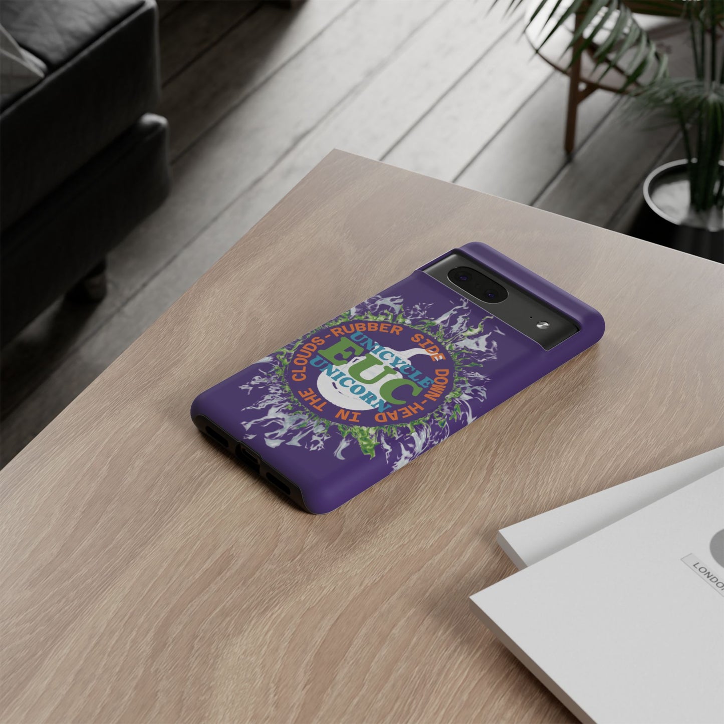 Unicycle Unicorn ring of Fire Tough Case - Durable phone case for EUC fans (purple)