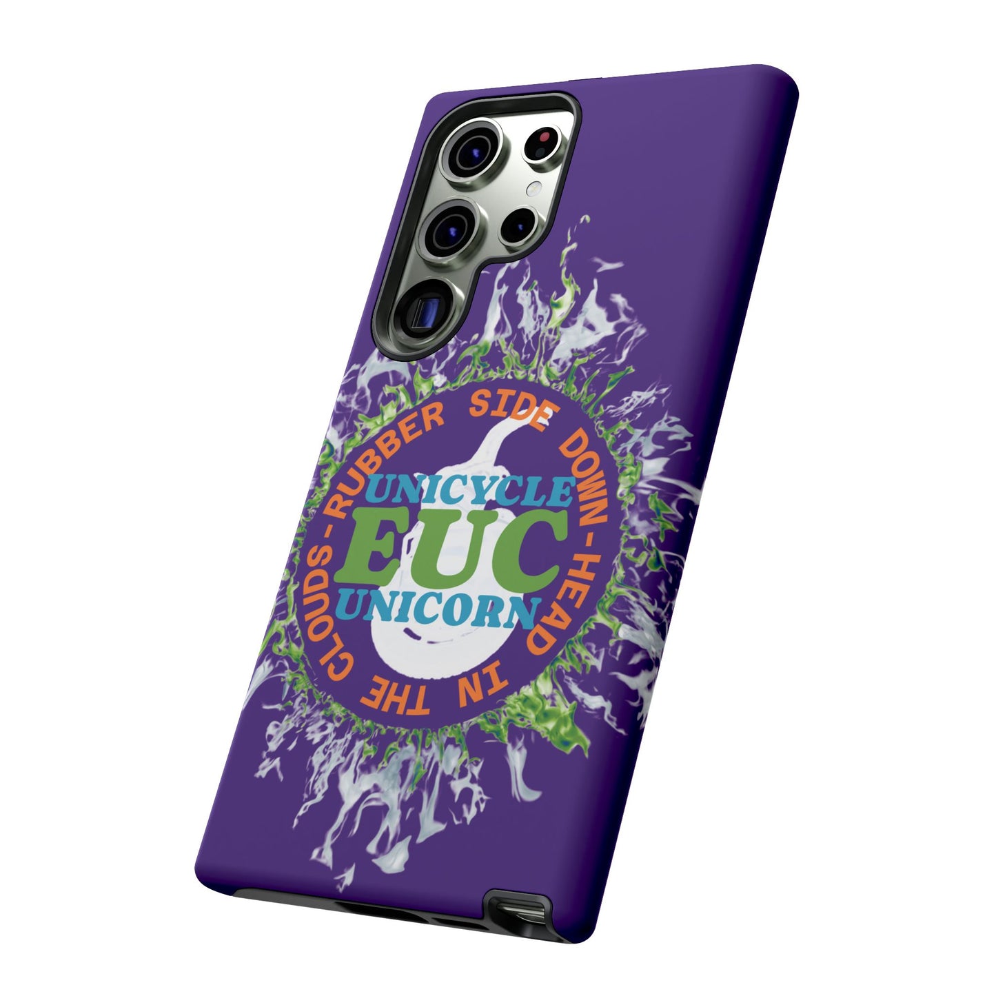 Unicycle Unicorn ring of Fire Tough Case - Durable phone case for EUC fans (purple)