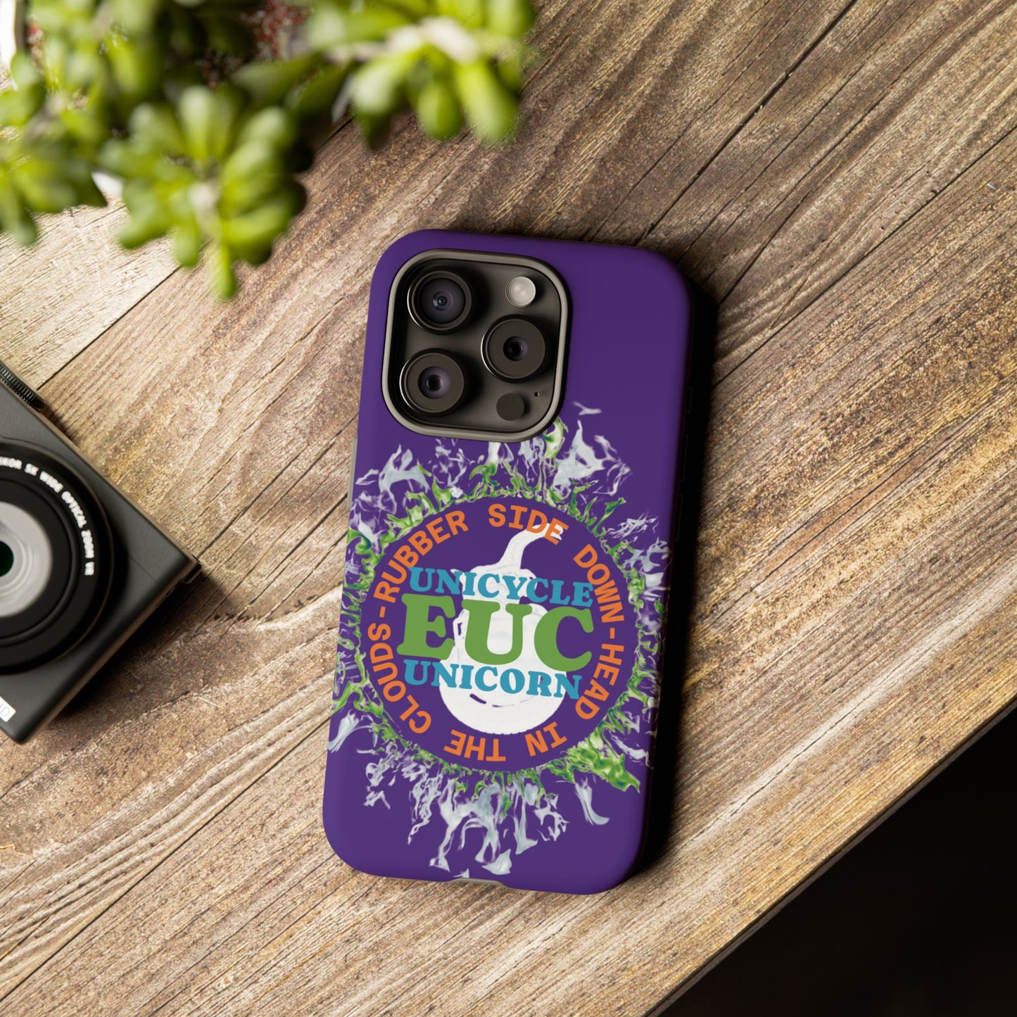 Unicycle Unicorn ring of Fire Tough Case - Durable phone case for EUC fans (purple)