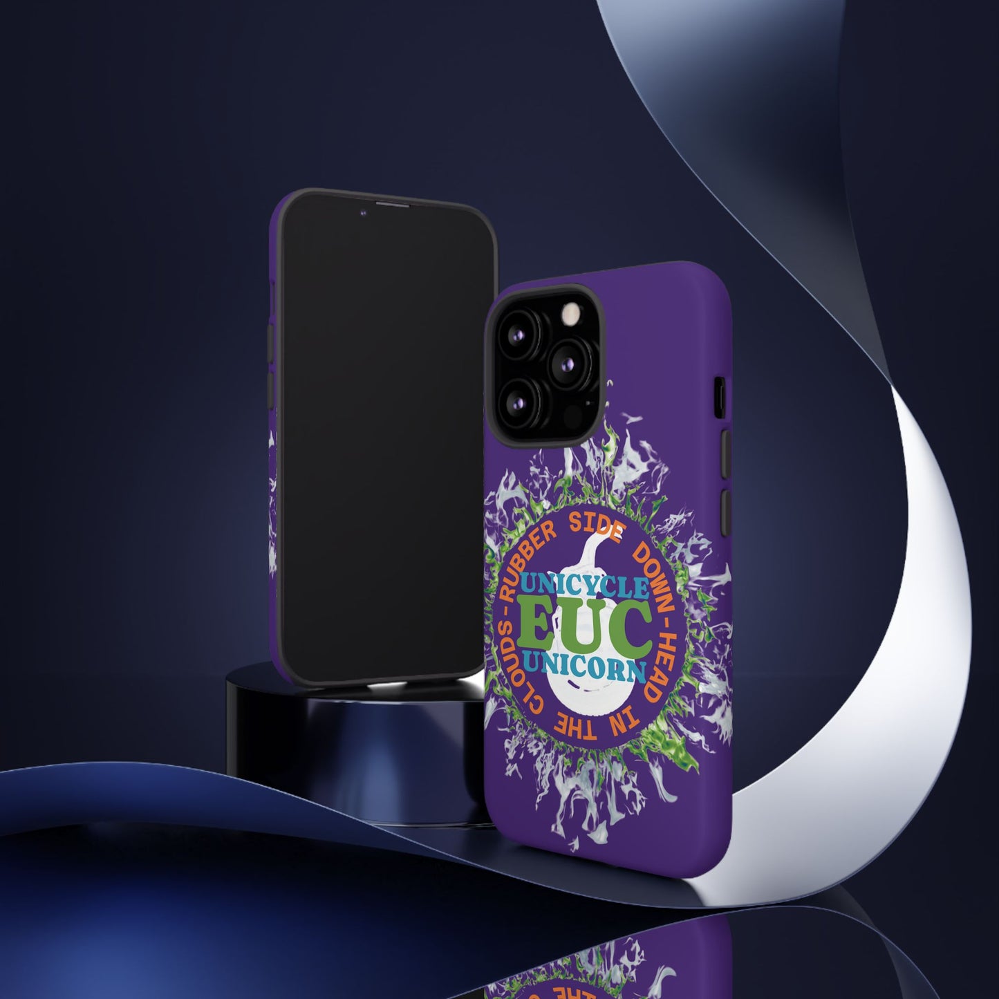 Unicycle Unicorn ring of Fire Tough Case - Durable phone case for EUC fans (purple)