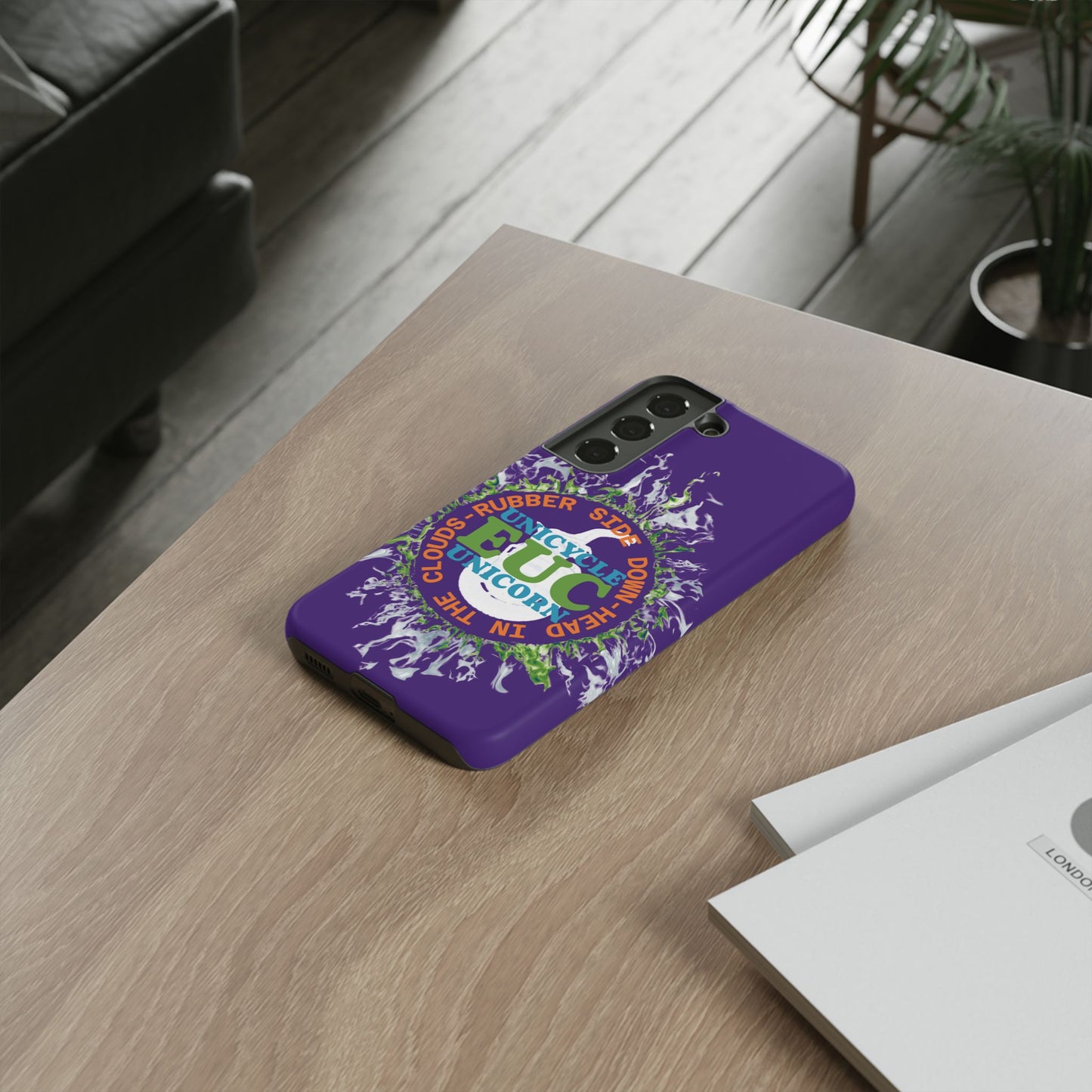 Unicycle Unicorn ring of Fire Tough Case - Durable phone case for EUC fans (purple)