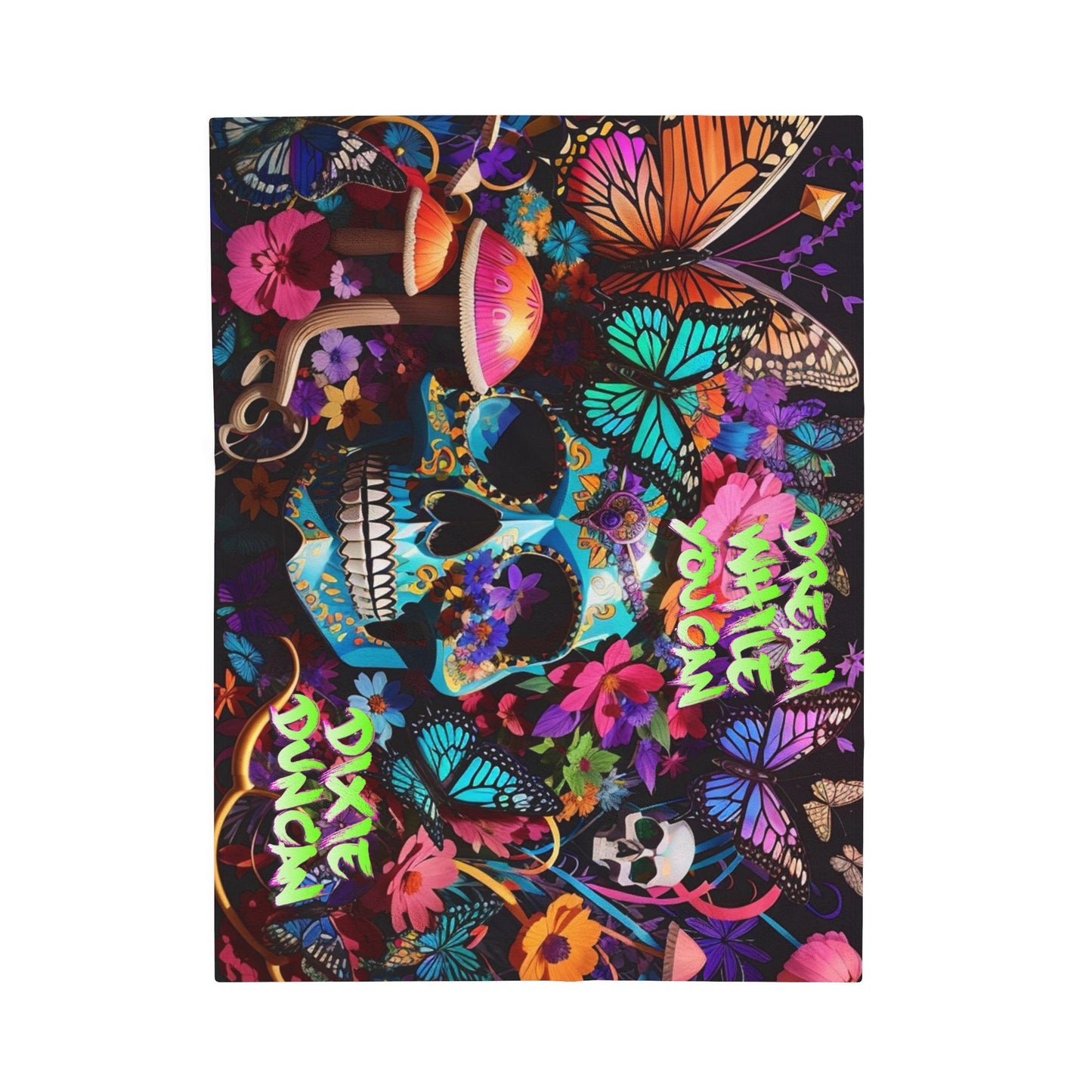 Skulls n butterflies DD/DWYC Velveteen Plush Blanket