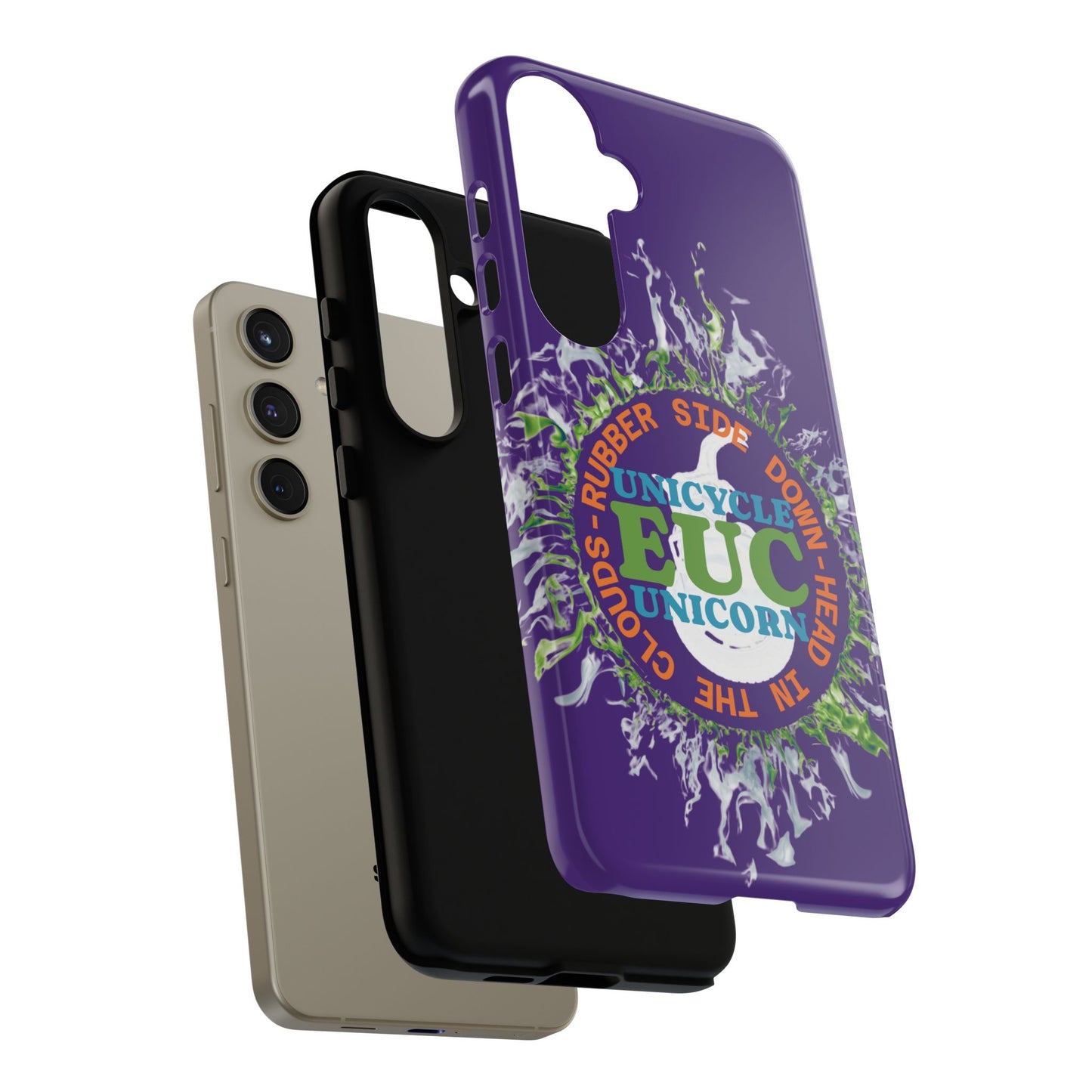 Unicycle Unicorn ring of Fire Tough Case - Durable phone case for EUC fans (purple)