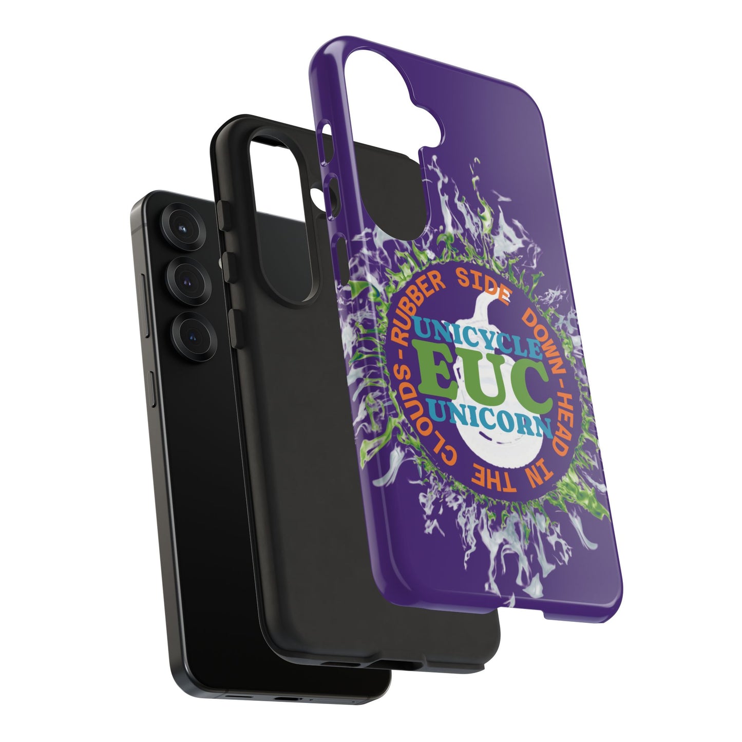 Unicycle Unicorn ring of Fire Tough Case - Durable phone case for EUC fans (purple)