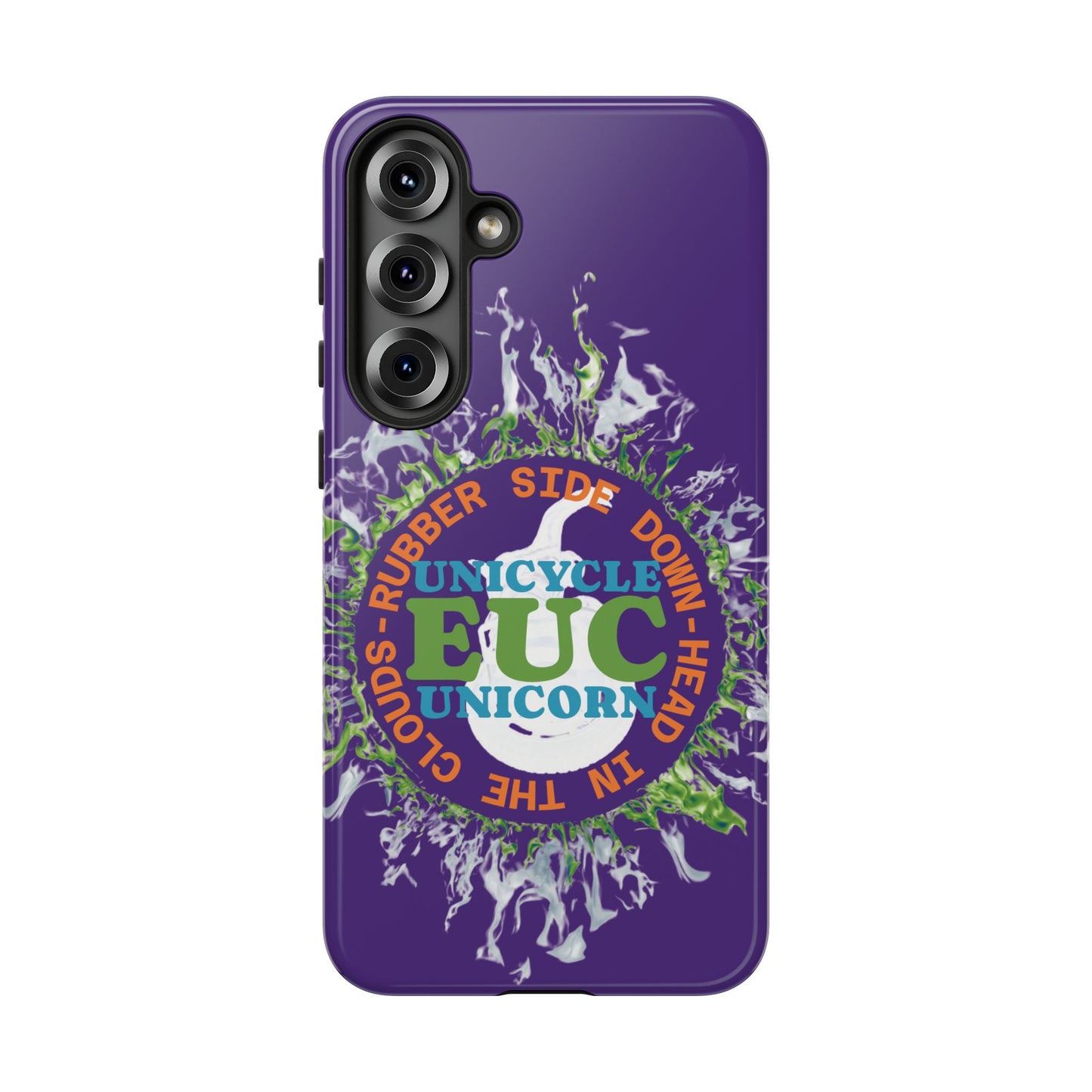 Unicycle Unicorn ring of Fire Tough Case - Durable phone case for EUC fans (purple)