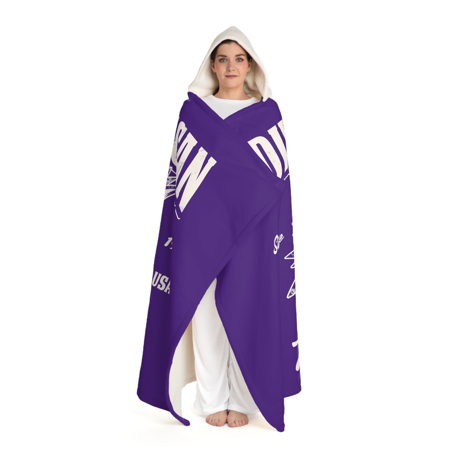 DD Road Crew Hooded Sherpa Fleece Blanket (Purple)