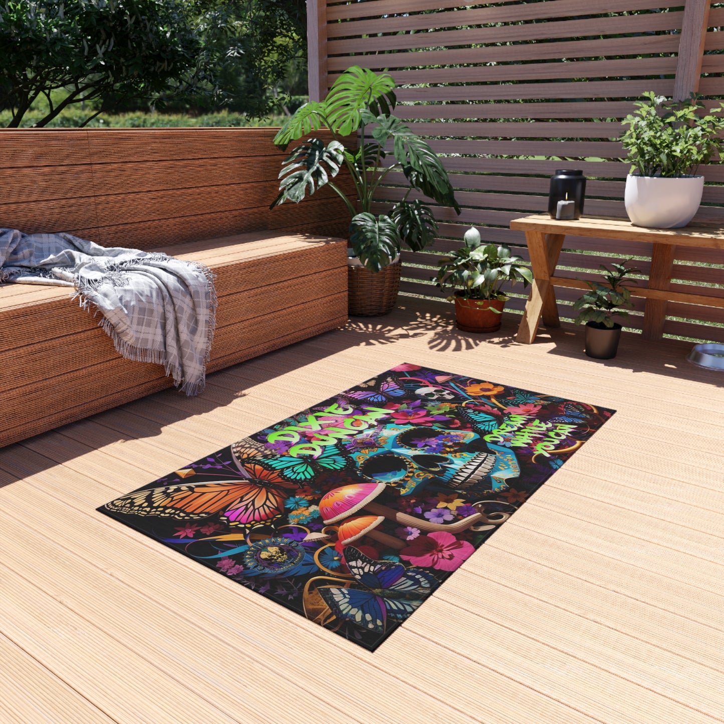 DD skulls n butterflies Outdoor Rug