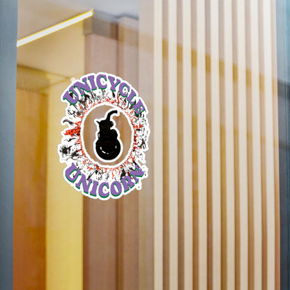 Unicycle Unicorn Red Ring of Fire Kiss-Cut Vinyl Decals
