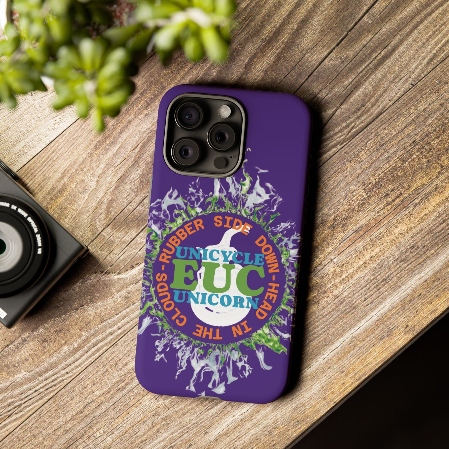 Unicycle Unicorn ring of Fire Tough Case - Durable phone case for EUC fans (purple)