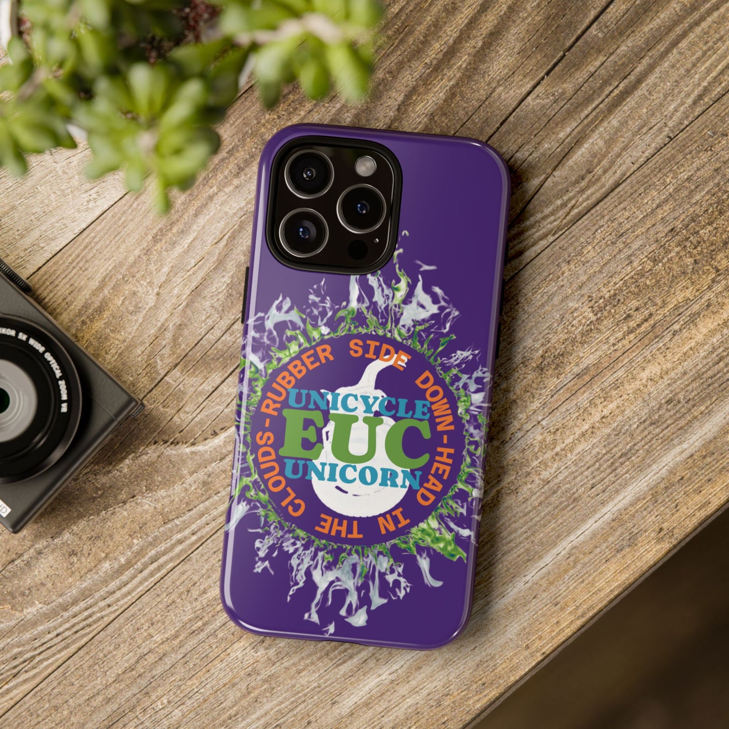 Unicycle Unicorn ring of Fire Tough Case - Durable phone case for EUC fans (purple)