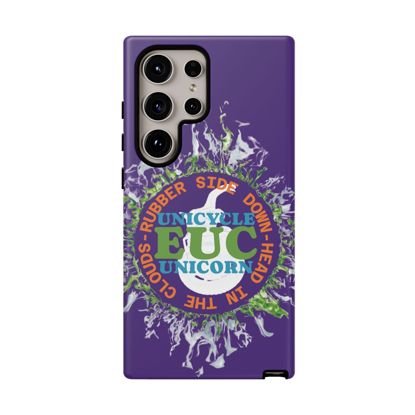 Unicycle Unicorn ring of Fire Tough Case - Durable phone case for EUC fans (purple)