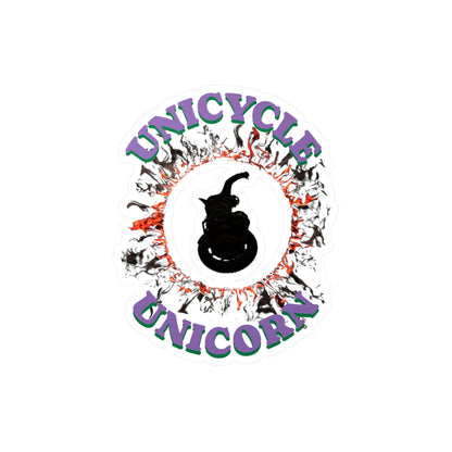 Unicycle Unicorn Red Ring of Fire Kiss-Cut Vinyl Decals
